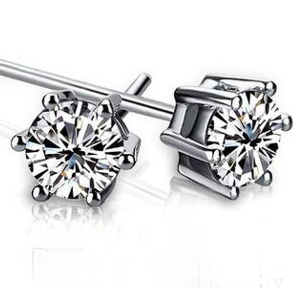 

2017 new fashion silver plated 6 claw austrian crystal earrings for men trendy man jewelry ing, Golden;silver