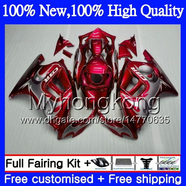 Vermelho prateado Bodys Da Motocicleta Para HONDA CBR600 F3 CBR600RR F3 CBR600FS 95 96 47MY1 CBR 600F3 FS 95 CBR600F3 CBR 600 F3 1995 1996 Kit de Fairing