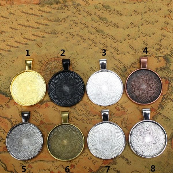 

10pcs/lot Multi Colors 25mm Necklace Pendant Setting Cabochon Cameo Base Tray Bezel Blank Fit 25mm Cabochons Jewelry Making Findings