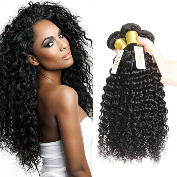 

malaysian virgin hair weaves 3 bundles deep wave unprocessed human hair wefts hair extensions 95-100/g deep wave curly three bundles, Black