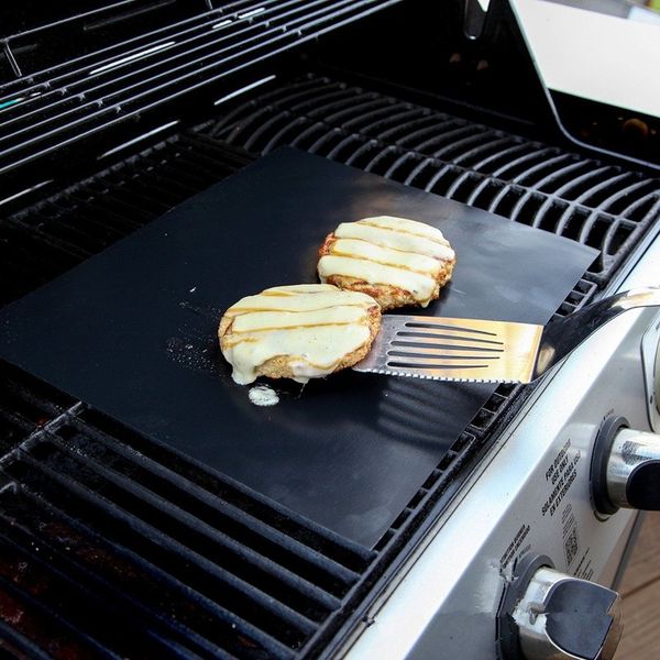 

reusable non-stick surface bbq grill mat barbecue grill mat baking sheet for cooking and baking and microwave oven use black 40 * 33cm hot