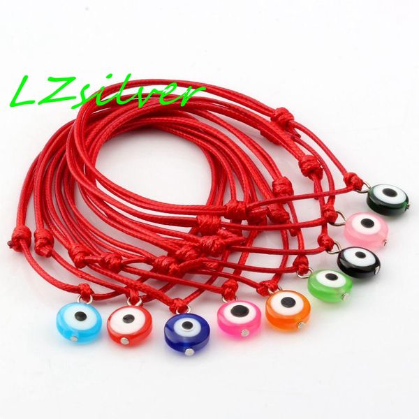 100 stücke Rot Wachs Seil Mischfarbe Harz Evil Eye Perlen Charme Verstellbare Armbänder