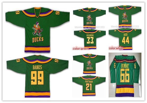 

Stitched Vintage Anaheim Mighty Ducks Movie 33 Greg Goldberg 44 Fulton Reed 99 Adam Banks 21 Dean Portman 66 Bombay 9 Kariya Jerseys Green