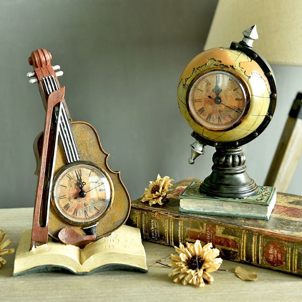 2019 Wholesale Europe Telephones Violin Desk Table Clocks Creative