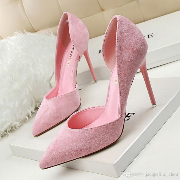 

2017 elegant women evening dress shoes fashion suede shallow mouth point toe thin high heels hollow out women pumps 3168-6, Black