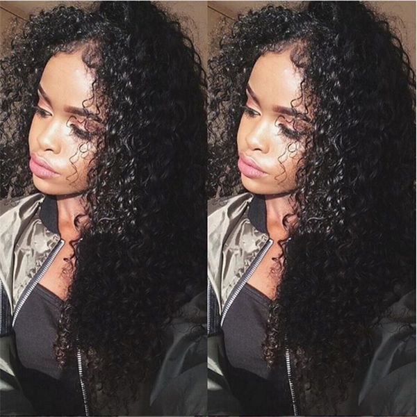 

peruvian afro curly human hair lace front wigs for black women unprocessed virgin hair wig glueless full lace wigs, Black;brown