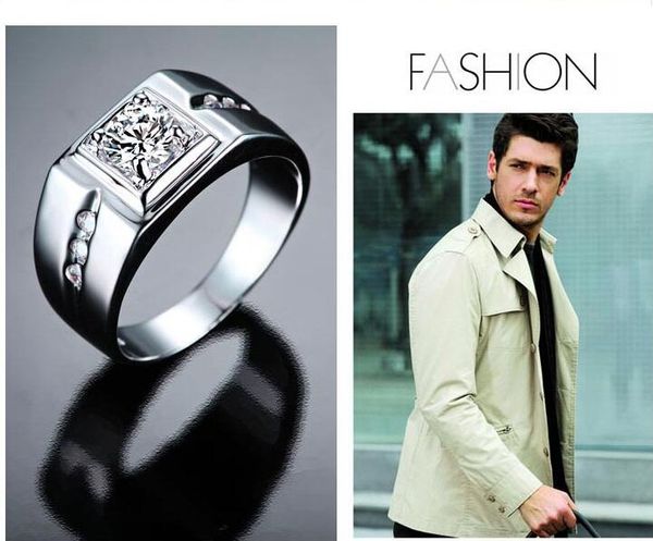 

zhf jewelry fine jewelry men ring 925 sterling silver wedding rings for men 0.5 ct cz diamond men engagement ring, Golden;silver