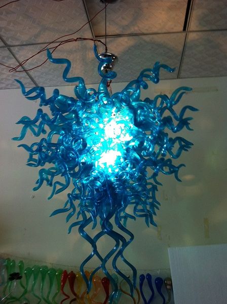 

home decorative modern crystal chandelier blue colored european style home lighting hand blown glass chandelier wholesale