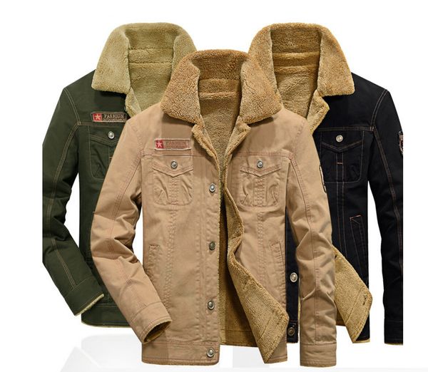 

new winter with velvet with thick cotton-padded jacket uniform air force one jacket coat lapels, Black;brown
