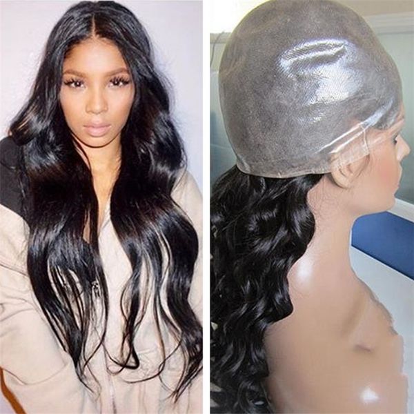 

Pu wig 1b virgin human hair brazilian wavy hair 24inch full thin kin wig hipping