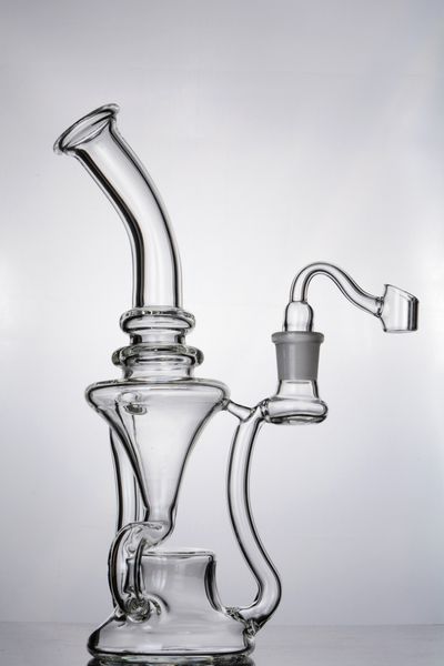 Einzigartige Bongs, klares Sanduhr-Design, Glasbongs, Tornado-Recycler-Glas, dicker Becher, Bong, kostenloser Versand