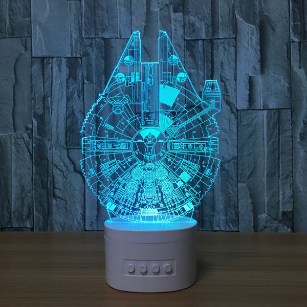 

3D MILLENNIUM FALCON Светодиодные лампы Громкоговоритель 5 RGB Свет USB зарядка Bluetooth спикер TF