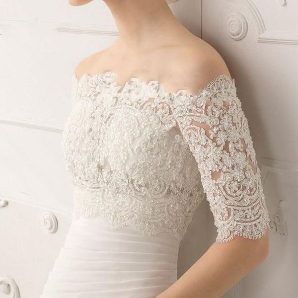 

selling off the shoulder bridal wraps shawl wedding bolero jacket custom made wedding accessories wedding lace shrug jacket, White
