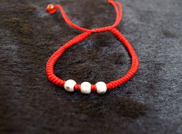 

natural agate 925 sterling silver bead 3 / red snake knot bracelet, Black