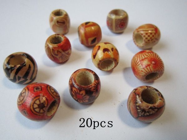 

wholesale-20pcs/lot hair braid dread dreadlock wooden bead cuff clip ring approx 5.5mm hole, Black;brown