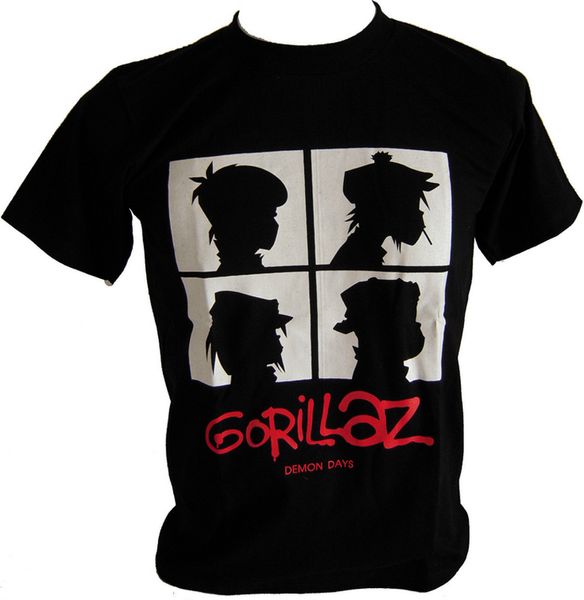 

wholesale- gorillaz rock band rap hip hop men's white black graphic t shirts gorillaz mens casual cotton summer style plus size shirts