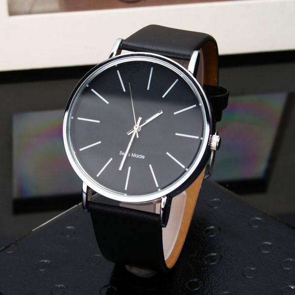 

women fashion brand men leather strap quartz wrist watch c2474, Slivery;golden