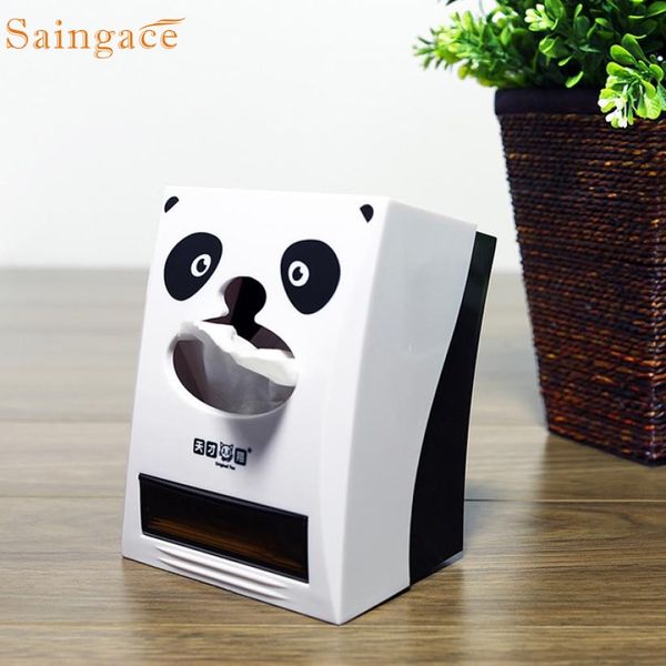

wholesale- ilh modern abs material panda pattern tissue box with toothpick holder white wonderful