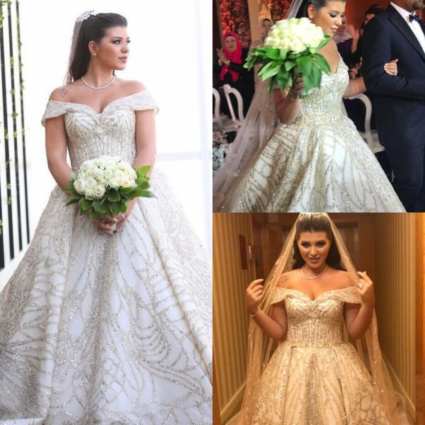 Discount Dubai Arabic Luxury Bling Sequin Bead Ball Gown Wedding