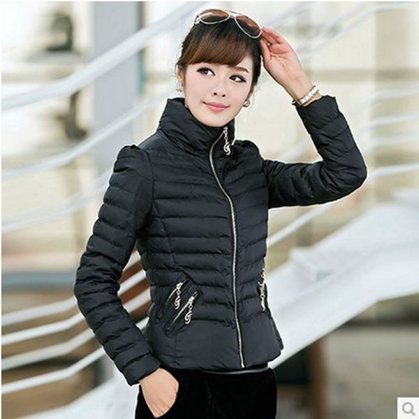 

wholesale- womens pleated cotton wadded jacket women slim jackets outerwear new 2014 autumn winter ing, Black;brown