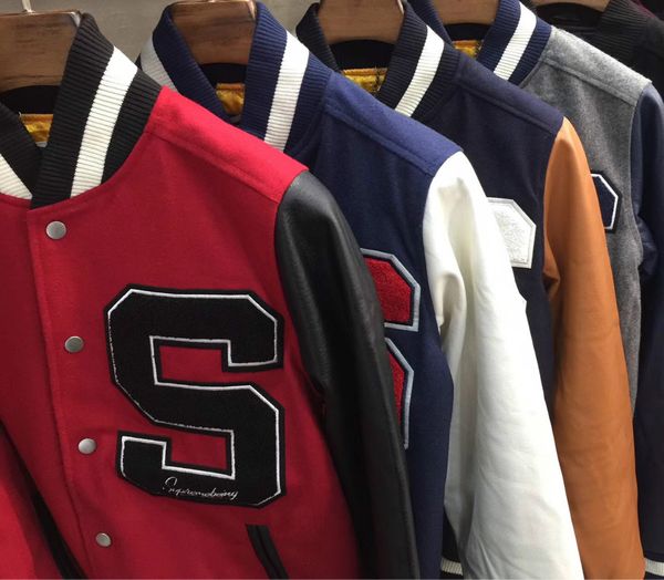 

Fa hion ingle brea ted men ba eball jacket autumn winter warm letter leeve jacket ba eball coat
