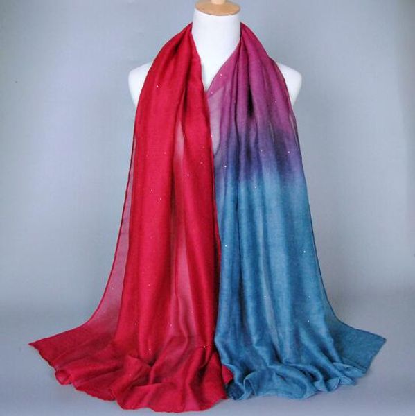 

the new 2017 women beach silk scarf quality products gradient color and bali yarn scarves printed scarf chiffon scarves sell, Blue;gray