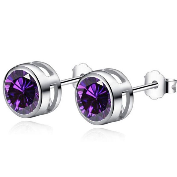 

bohemian style 7mm zircons stud errings for women party queen sliver jewelry wholesales gift, Golden;silver