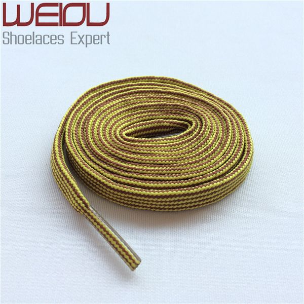 

weiou new arrivals heavy duty bright colored shoe laces flat type yellow brown hiking boot laces cool quality shoelaces for sale, White;pink