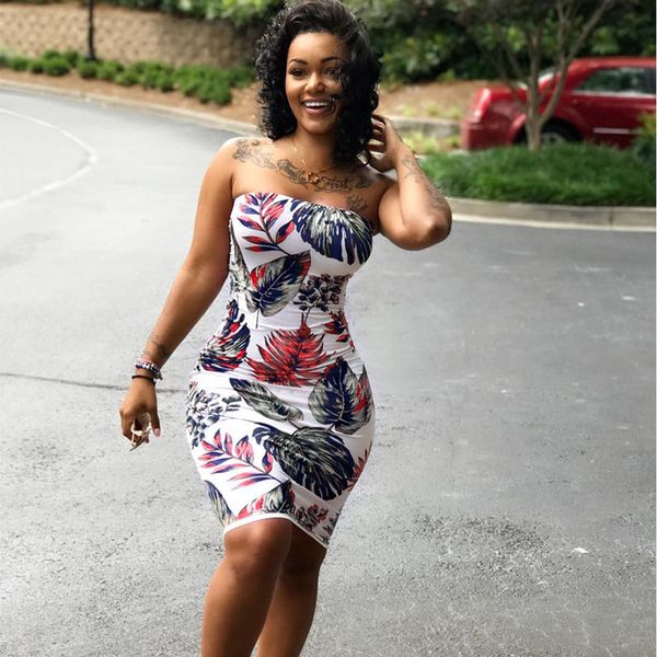 

Womens Sexy Flower Floral Print Sleeveless Strapless Bodycon Tight Short Mini Dresses Clubwear Cocktail Party Evening Dresses