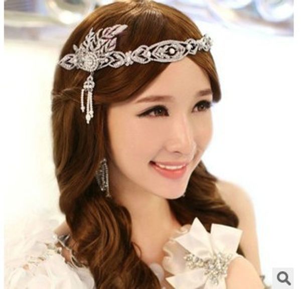 Grosshandel Heisser Verkauf Film The Great Gatsby Gleichen Stil Haarspange Diamant Strass Verlasst Krone Perle Quaste Weibliche Lady Bridal Hochzeit