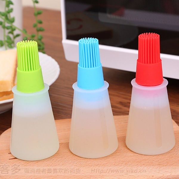 

1pc grill oil bottle brushes tool heat resisting silicone bbq basting oil brush barbecue cooking pastry oil brushes