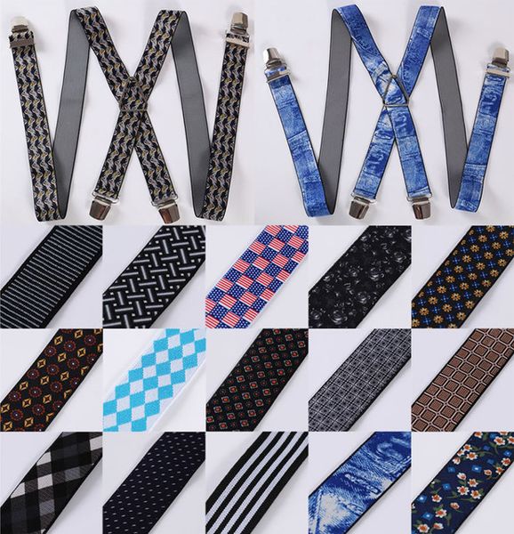 

wholesale-check floral stripe new fashion classic men suspenders lady adjustable elastic clip-on brace suspenders pa, Black;white