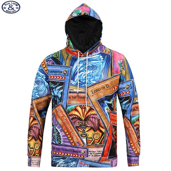 

wholesale-mr.baolong america fashion youth hip hop hooded sweatshirt men 3d both side cartoon printed men 's hoody drawstring hoodies h, Black