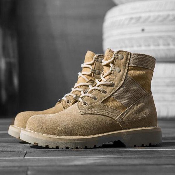 

genuine leather boots for man women fashion winter khaki work ankle boots martin boot outdoor motorcycle boots army shoes, Black