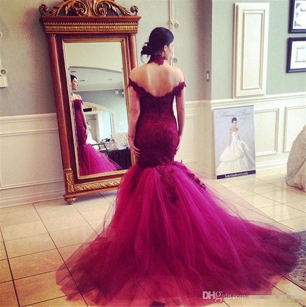

elegant burgundy mermaid long evening dresses lace applique formal evening gowns arabic dubai women evening party dresses custom made tulle, Black;red