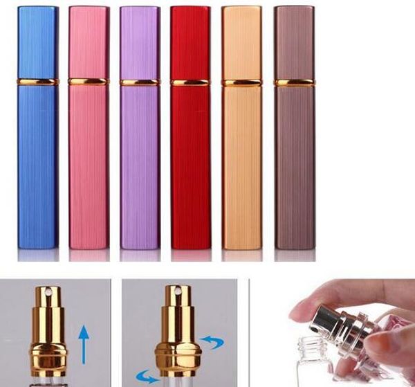 

health pperfume atomizer cosmetic containers 7 colors 12ml aluminum spray bottles
