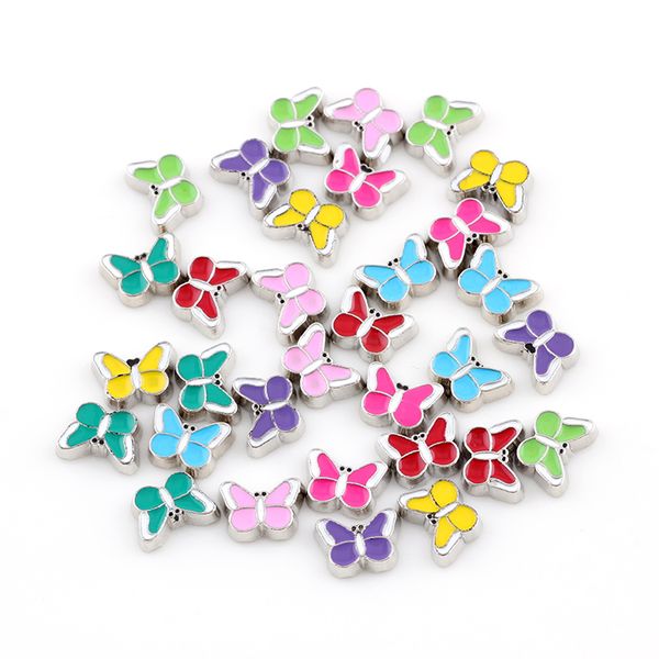 

wholesale- 20pcs/lot enamel colorful butterfly floating charm fit living memory locket women jewelry, Bronze;silver