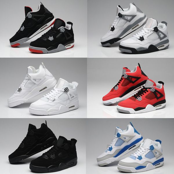 

High quality Basketball Shoes 4 Men Pure Money Royalty White Cement Premium Black Bred Fire Red Women 4s Sports Sneakers size 5.5-13