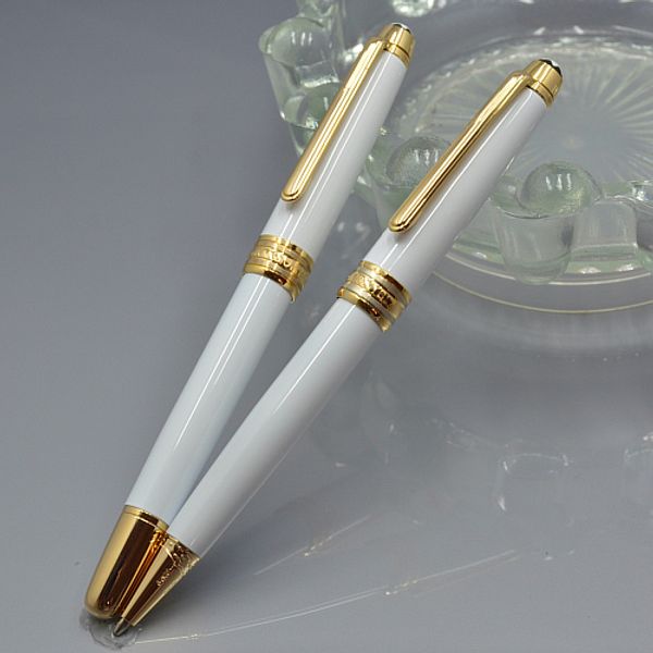 

Luxury MT #163 white resin and metal roller ball pen with stationery school office supplies writing smooth MB brand ballpoint / fountain pen