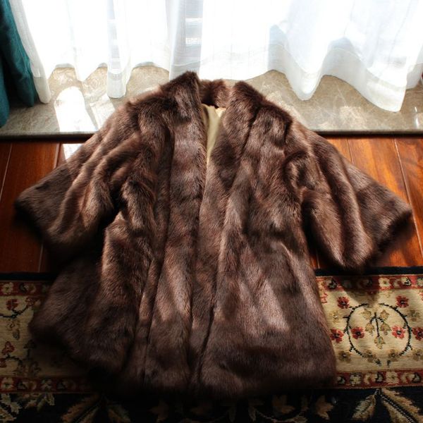 

winter brown plush coat thick warm solid color long sleeves n25, Black