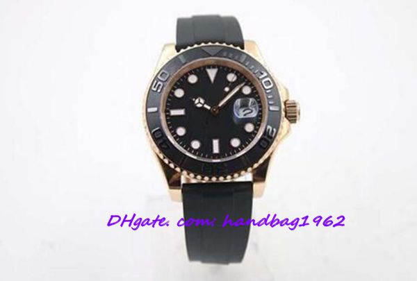 

superlative chronometer automatic mechanical men's wristwatch black dial with calendar rubber bracklet folding clasp yacht male watch, Slivery;brown