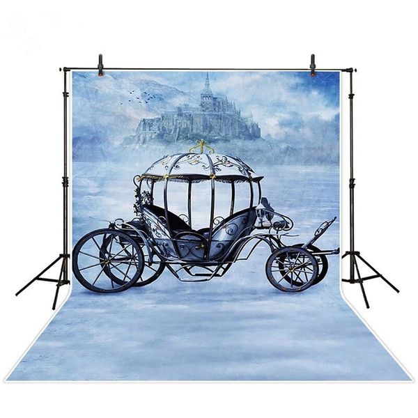 5x7ft Princess Carriage Photography Fondali Mysterious Hill Mist Retro Vintage Castle Photo Studio Sfondi Photobooth Puntelli