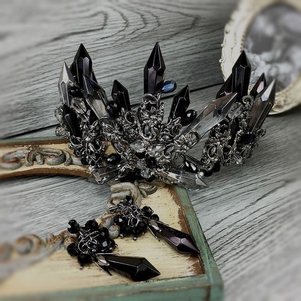 2017 Luxury Black Crystal Wedding Bridal Crown Events Accessories