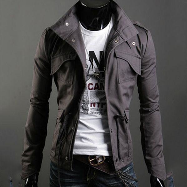 

wholesale- men jacket fit solid five colors zipper fashion 2016 new turndown collar winter coat large size men casual outerwear, Black;brown