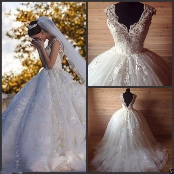 

low back real image бальное платье свадебные платья с v-образным вырезом кристалл блестящий принцесса свадебные платья нестандартного размер, White