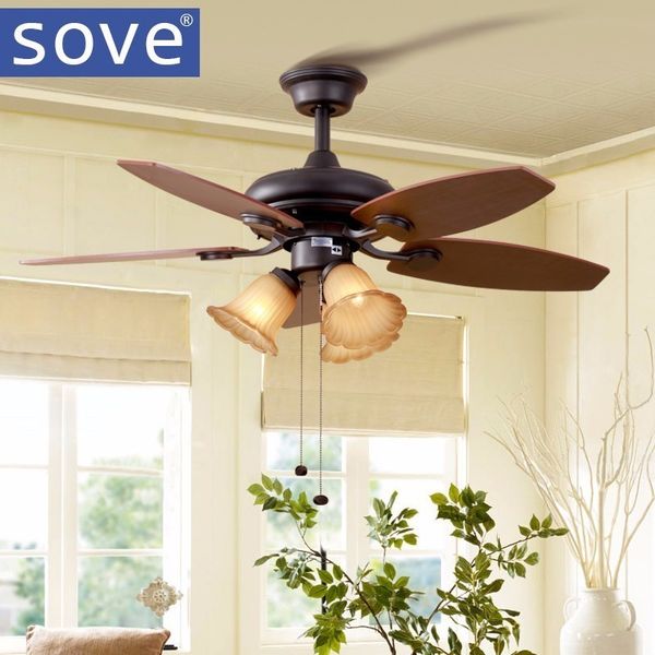 2019 Sove 52 Inch Modern Village Wood Ceiling Fans With Lights Remote Control Restaurant Living Room Bedroom Home 220 Volt Fan Lamp From Langui