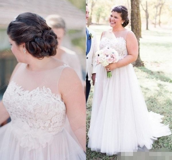 Country Style Plus Size Wedding Dresses 2017 Backless Floor Length