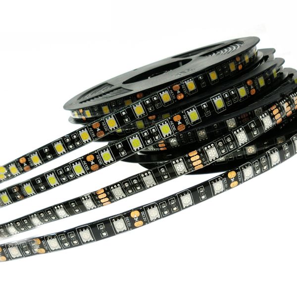

5050 черный pcb гибкая светодиодная лента ip65 водонепроницаемый dc12v 60led / м 5 м / серия
