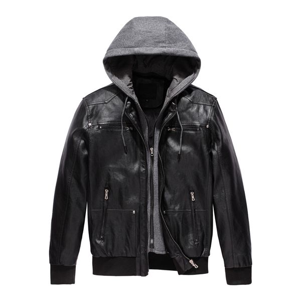 

новая мода brand winter мужчина вскользь pu куртка шлема мужчина мотоциклы буквенных куртки пальто 3 цвета m-4xl, Black;brown