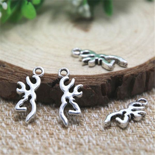 

30pcs-- Deer Head Silhouette charms, Antique Tibetan silver Deer Antlers Charms Pendants 22x9mm